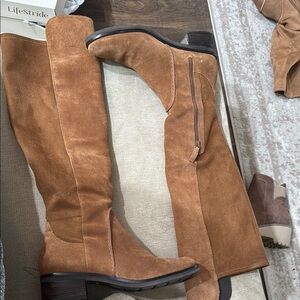Brown Suede Knee-High Boots